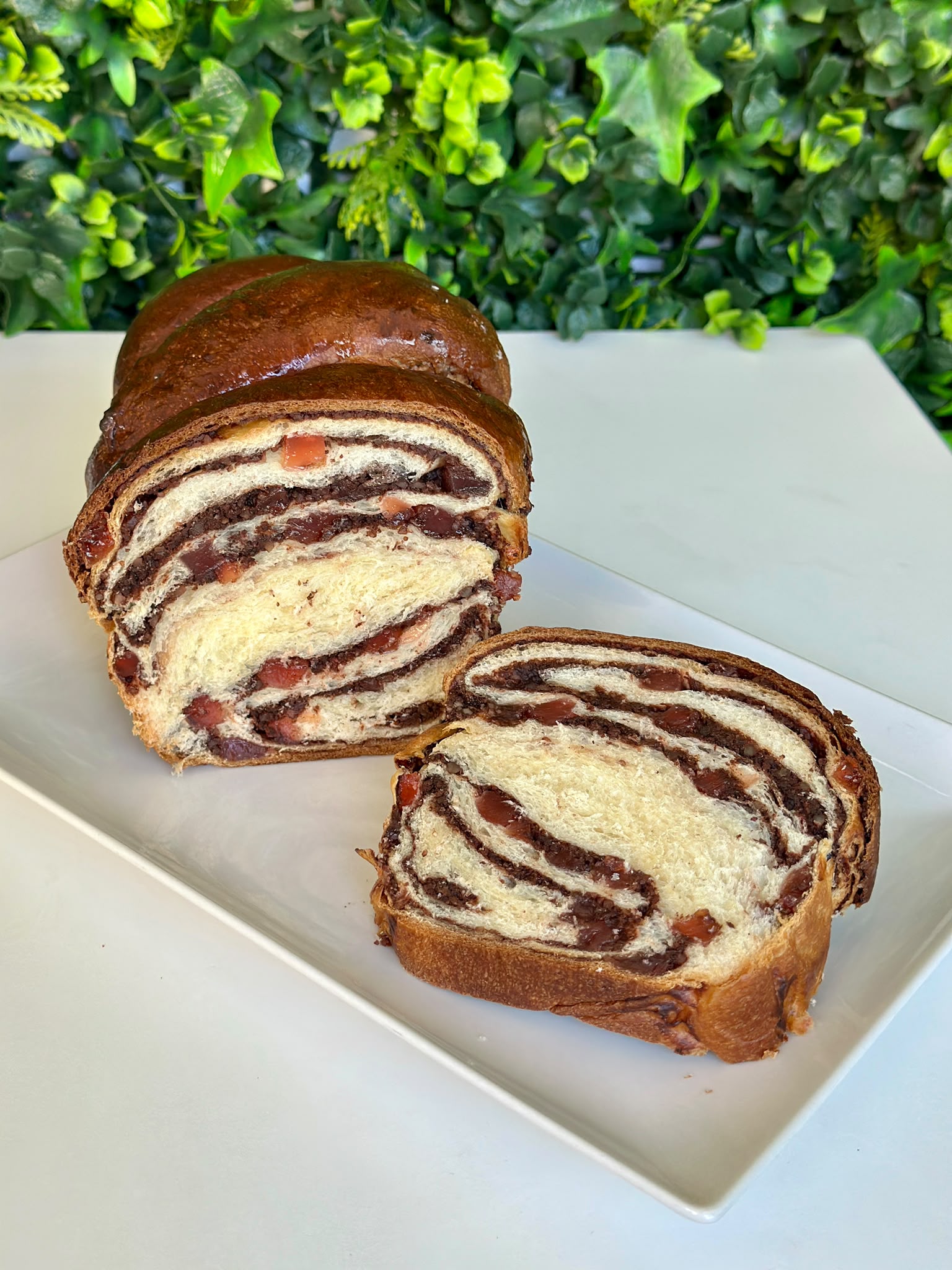 Cozonac cu cacao, nucă și/sau rahat